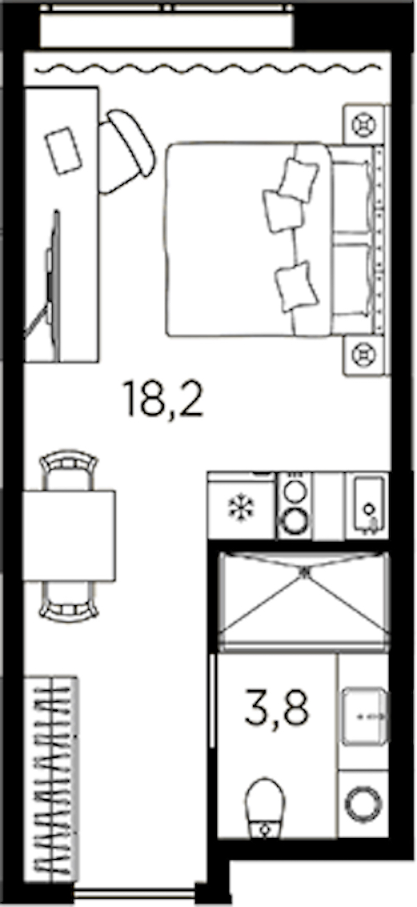 Квартира студия 22 м², 2/13 эт., ЖК «AVENIR Industrial»